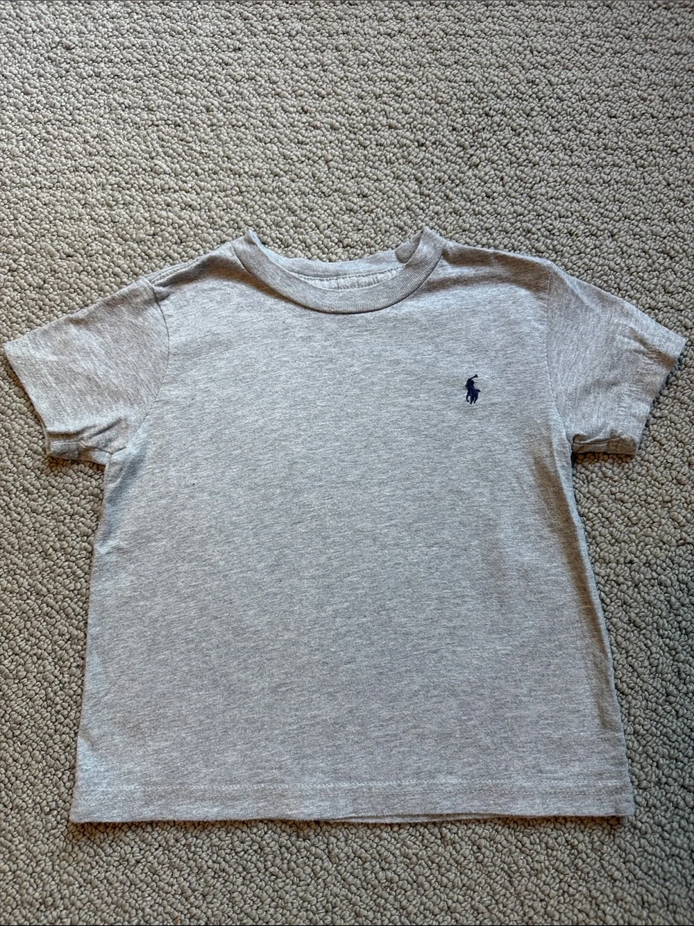 Ralph Lauren Light Gray Kids Short Sleeve Tee with Navy Pony